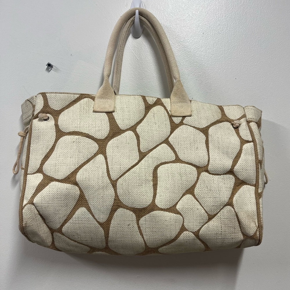 Nordstrom Burlap Giraffe Print Tote Farmers Market Bag Large